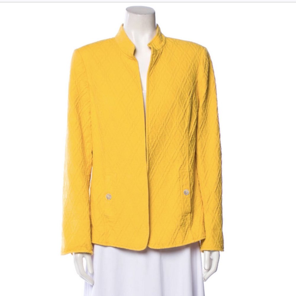 Nina McLemore yellow textured cotton blazer